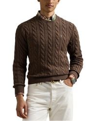Polo Ralph Lauren - Cable Knit Cotton Crewneck Sweater - Lyst
