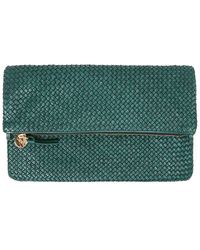 Clare V. Foldover Leather Clutch - Green
