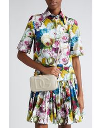 Dolce & Gabbana - Floral Short Sleeve Crop Button-up Shirt - Lyst