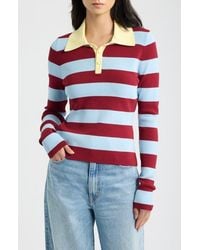 Solid & Striped - The Debra Striped Knit Polo Top - Lyst