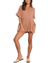 Petal & Pup - Winny Crinkle Cotton Romper - Lyst