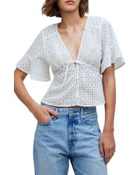 Madewell - Eyelet Tie Front Top - Lyst