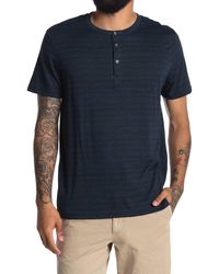 Threads For Thought - Stripe Print Short Sleeve Henley In Midnight At Nordstrom Rack - Lyst