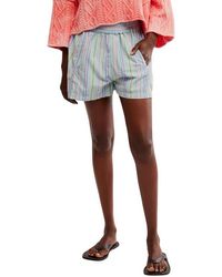 Free People - Get Free Stripe Cotton Pull-On Shorts - Lyst