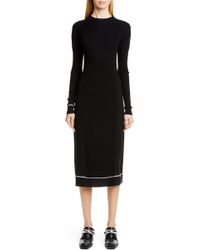 Proenza Schouler Contrast Trim Wool Blend Midi Sweater Dress - Black