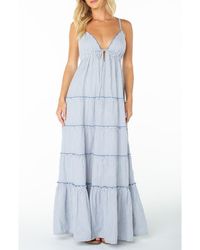 Roxy - Starlight Striped Tiered Maxi Dress - Lyst