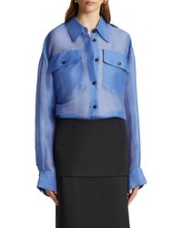 Khaite - Missa Oversize Sheer Silk Georgette Button-up Shirt - Lyst