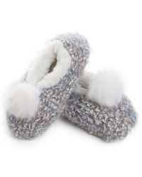Memoi - Faux Fur Pompom Faux Shearling Lined Slipper Socks - Lyst