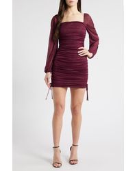 Jump Apparel - Ruched Glitter Long Sleeve Minidress - Lyst