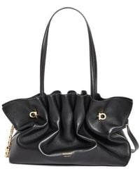 Ferragamo - Medium Gancio Piercing Soft Leather Shoulder Bag - Lyst