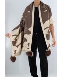 La Fiorentina - Shell Print Wrap With Faux Poms - Lyst