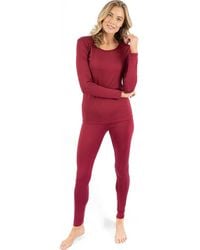 Leveret - Two-Piece Thermal Long Sleeve Solid Pajamas - Lyst