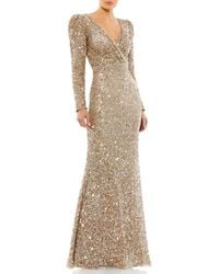 Mac Duggal - Puff Shoulder Sequined Surplice Gown - Lyst
