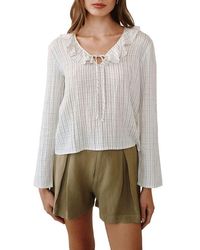 Bella Dahl - Stripe Ruffle Tie Neck Seersucker Top - Lyst