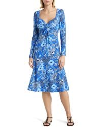 Lilly Pulitzer - Lilly Pulitzer Claudia Floral Print Twist Front Long Sleeve Midi Dress - Lyst