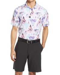 BAD BIRDIE Paint Splatter 2 Print Jersey Short Sleeve Polo in Pink for Men | Lyst