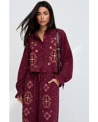 Raffya - Anai Half Placket Embroidered Blouse - Lyst