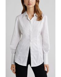 Open Edit - Seam Detail Split Back Stretch Cotton Poplin Shirt - Lyst