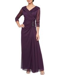 Alex Evenings - Pleated Portrait Collar Chiffon Gown - Lyst