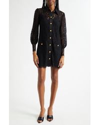 L'Agence - Sakura Lace Long Sleeve Mini Shirtdress - Lyst