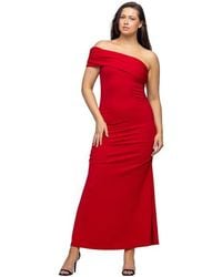 24seven Comfort Apparel - Formal One Shoulder Rouched Mermaid Maxi Dress - Lyst