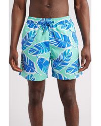 Tom & Teddy - Palm Leaf Print Swim Trunks - Lyst