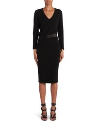 Tom Ford - Leather Belt Detail Long Sleeve Cashmere Sweater Dress - Lyst