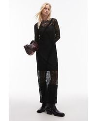 TOPSHOP - Lace & Ruffle Long Sleeve Maxi Dress - Lyst