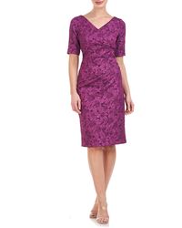 JS Collections - Gianna Jacquard Floral Sheath Dress - Lyst