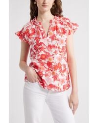 Caslon - Ruffle Cotton Gauze Top - Lyst