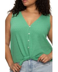 Sanctuary - Vacation Textured Tie Front Button-Up Tank - Lyst