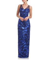 JS Collections - Baylor Embroidered Sequin Sleeveless Gown - Lyst