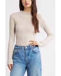 Open Edit - Open Stitch Linen Blend Mock Neck Sweater - Lyst