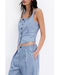 Mango - Striped Buttoned Vest - Lyst