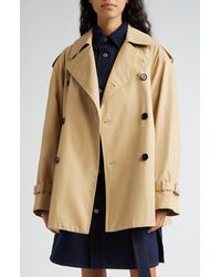 Burberry - Belted Short Cotton Trench Coat - Lyst