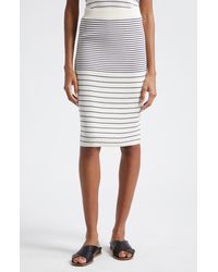 ATM - Stripe Cotton & Silk Knit Midi Skirt - Lyst