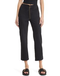 FRAME - The Zip Up High Waist Ankle Straight Leg Jeans - Lyst