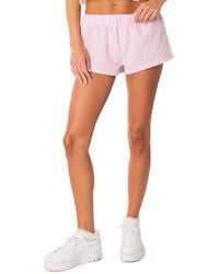 Edikted - Gingham Elastic Waist Cotton Blend Shorts - Lyst