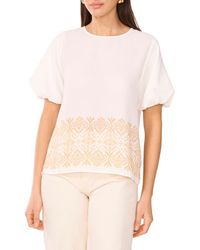 Vince Camuto - Embroidered Puff Sleeve Top - Lyst