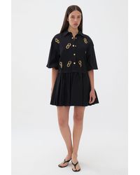 Nocturne - Embroidered Balloon Sleeve Dress - Lyst