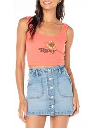 Roxy - Valmos Rib Crop Graphic Tank - Lyst