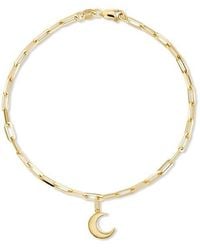 DEVATA - Crescent Moon Charm With Paperclip Chain Bracelet - Lyst