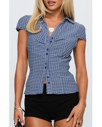 Princess Polly - Arianwyn Check Cap Sleeve Button-Up Shirt - Lyst