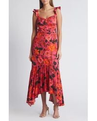 Chelsea28 - Floral Ruffle Strap Handkerchief Hem Dress - Lyst