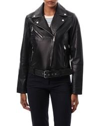 Bernardo - Crop Leather Moto Jacket - Lyst