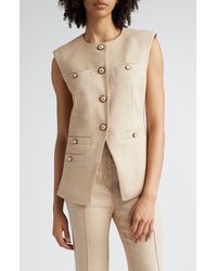 Veronica Beard - Tamara Linen Blend Twill Vest - Lyst