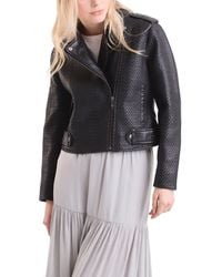 Velez - Claire Leather Woven Biker Jacket - Lyst