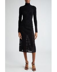 Balmain - Baroque Long Sleeve Jacquard Knit Midi Dress - Lyst