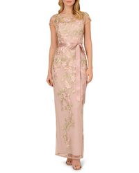 Adrianna Papell - Floral Cascading Column Gown - Lyst