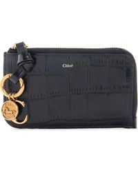 Chloé - Small Alphabet Zip Croc Embossed Leather Card Holder - Lyst